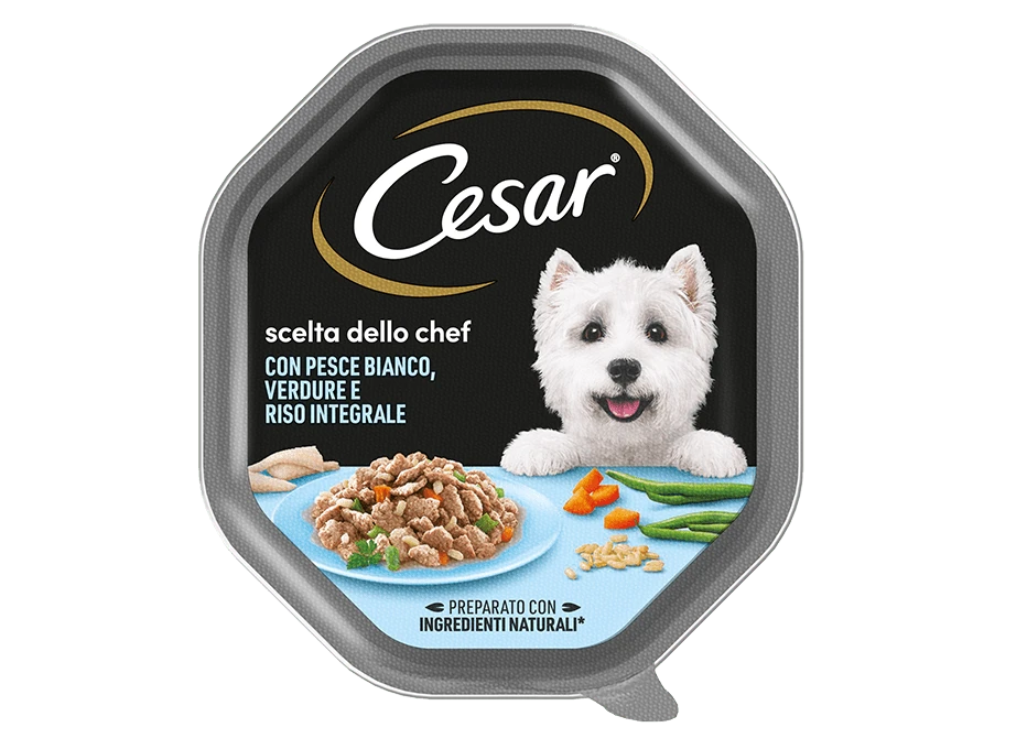 Cesar Scelta dello Chef - Pesce e Riso 150g, Alimento Umido per Cani Cesar Scelta dello Chef - Pesce e Riso 150g, Alimento Umido per Cani